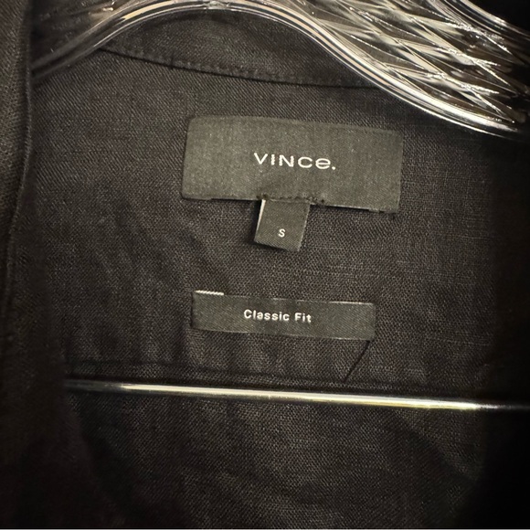 Vince Men's Black 100% Linen Popover Casual 1/4 button down - Picture 4 of 10